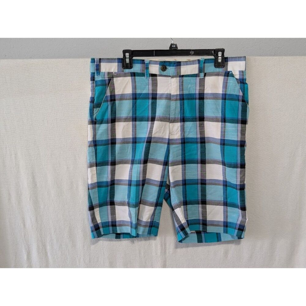 Loudmouth Plaid Golf Shorts Blue and White Men's Size 36